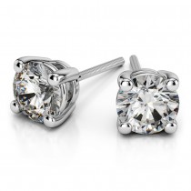 Real Diamond-Four Prong Basket Earrings Pure Carbon EcoStar Diamonds .75 ct.Total Weight